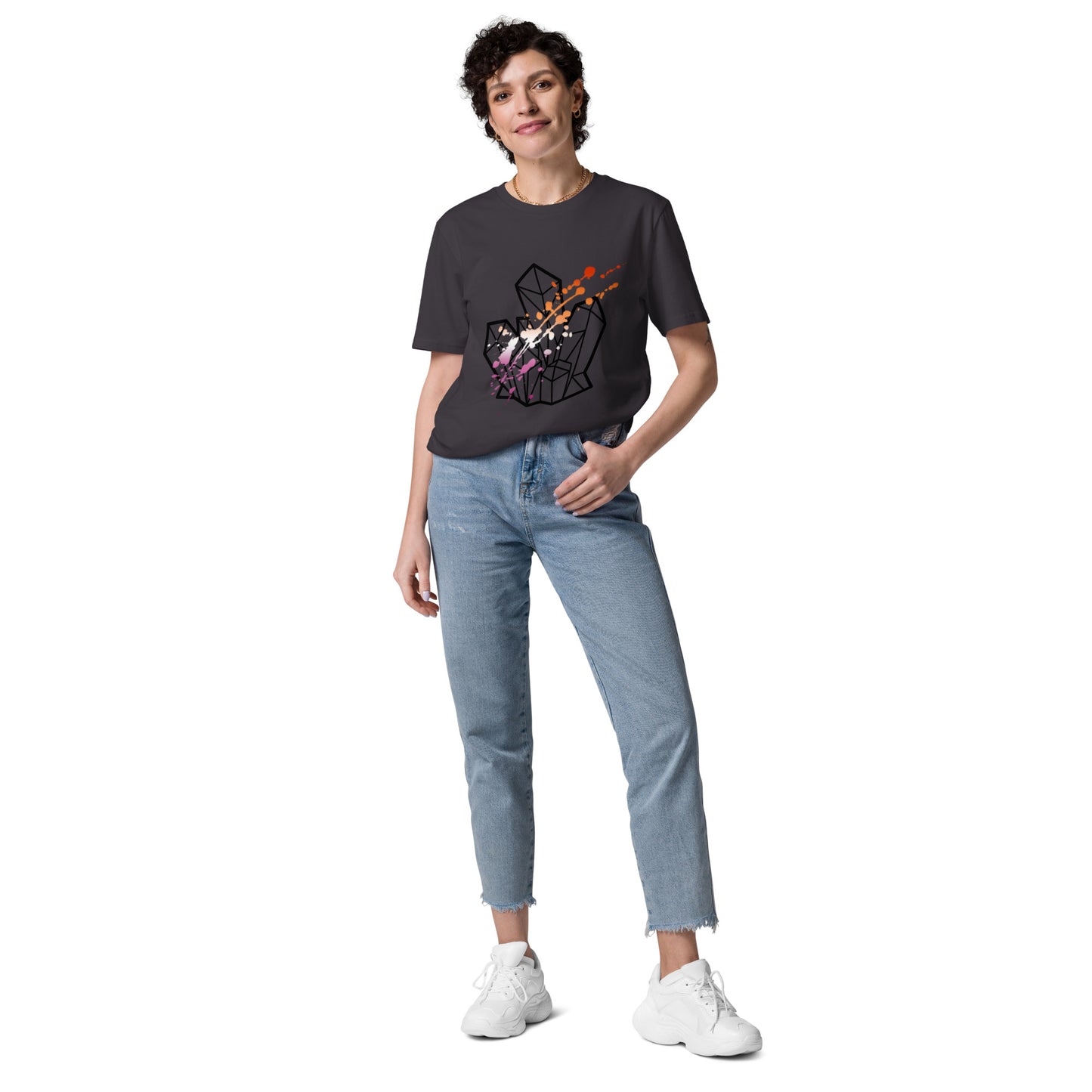 Lesbian Pride Splatter Unisex Organic Cotton T-Shirt