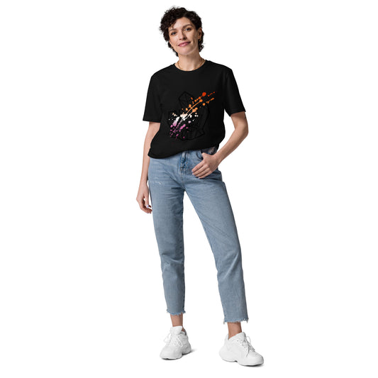 Lesbian Pride Splatter Unisex Organic Cotton T-Shirt